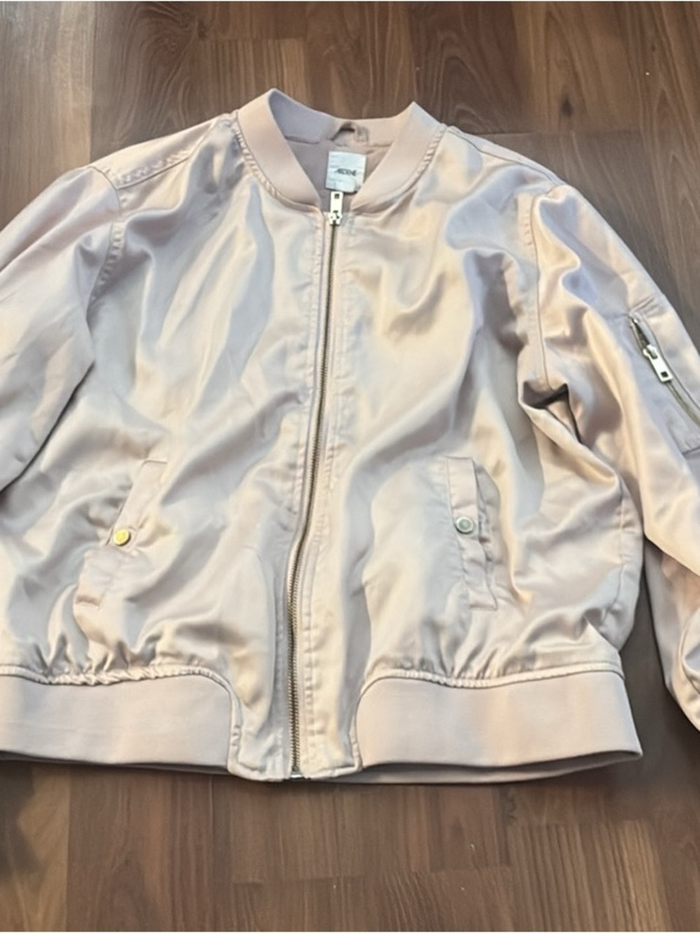 Ardene Satin Bomber Jacket - Pale Pink